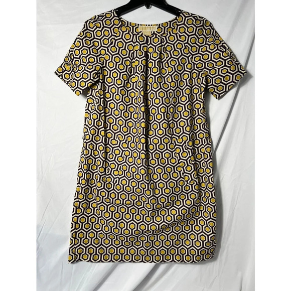 Michael Kors Geometric Gold‎ and Purple Short Sleeve Dress Size S - Picture 1 of 7
